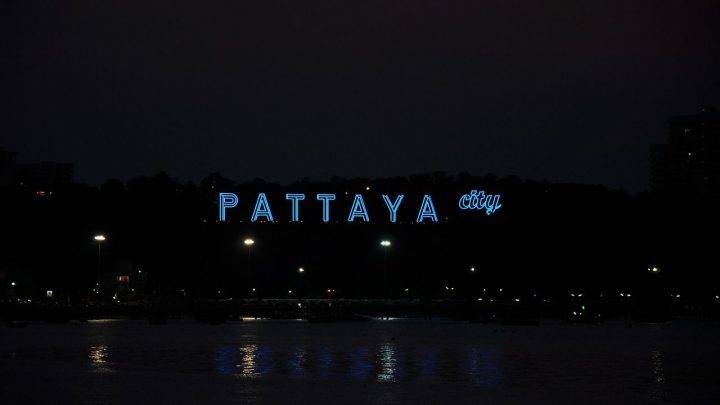 Pattaya City sign at night